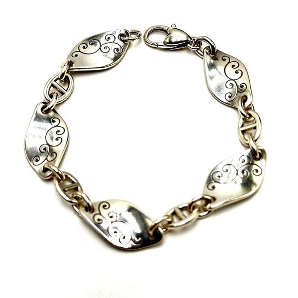 Brighton Scroll Design Silver Plated Chain Bracelet Up to 7 Inches - Picture 2 of 3
